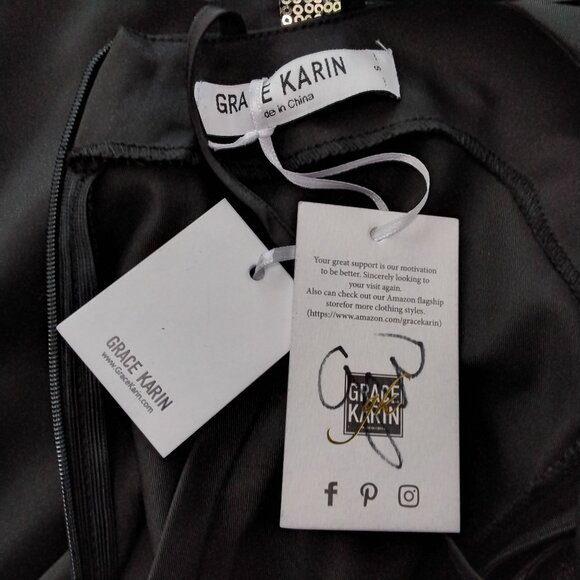 Grace Karin Womens Gold Sequin Mini Dress Cocktail Formal Party Zip Size Small - Picture 12 of 12